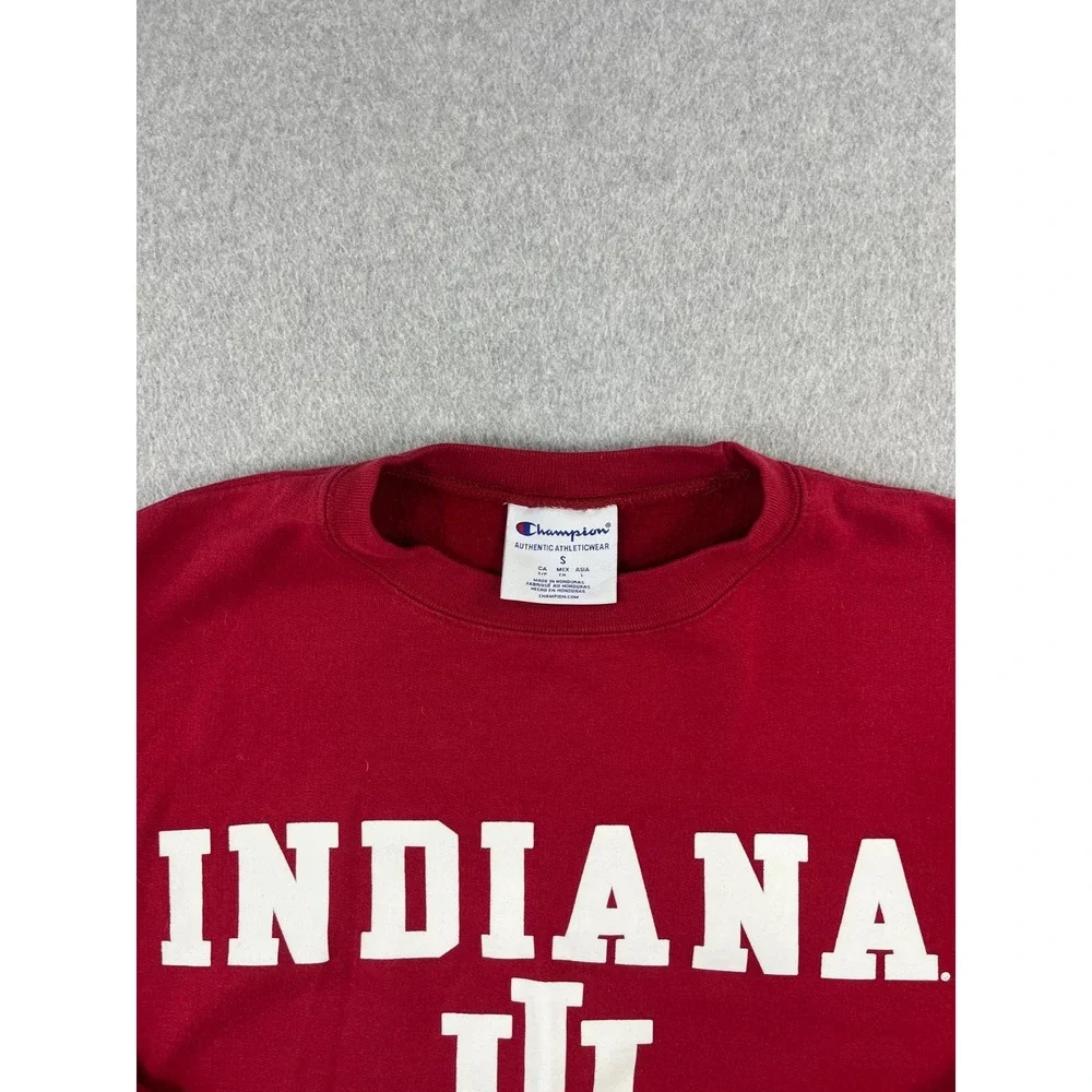 Indiana University Sweatshirt Mens S Red Champion IU Hoosiers Long Sleeve Crew